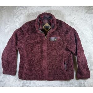 Pendleton Bomber Jacket Mens XL Red Sherpa Fleece Full Zip Plaid Lined Warm